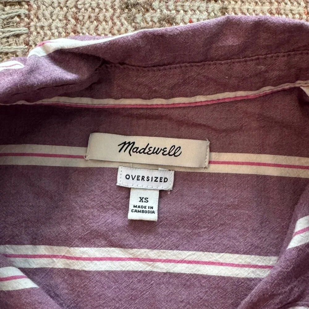 MADEWELL STRIPED POPLIN OVERSIZED SHIRT in IRIS BLOOM - Picture 7 of 9